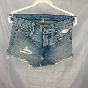Levi's Light Blue Distressed Jean Shorts